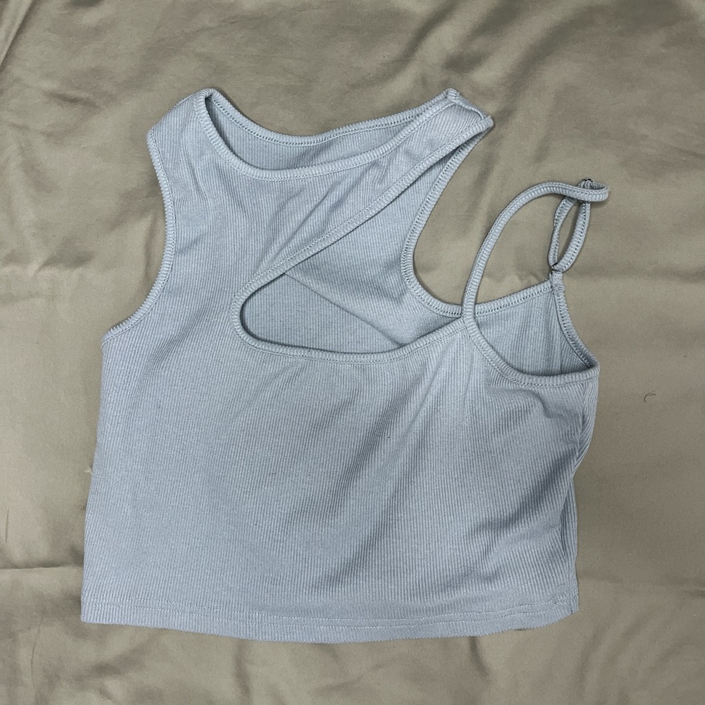 Light Blue Cutout Tank Top
